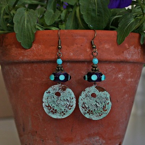 Csóványos - rusztikus lámpagyöngy fülbevaló, MURÁNÓI üvegékszer - ékszer - fülbevaló - lógó fülbevaló - Meska.hu