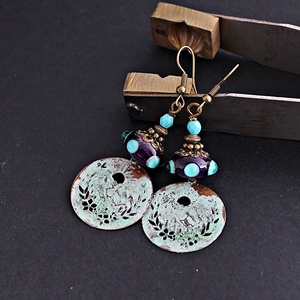 Csóványos - rusztikus lámpagyöngy fülbevaló, MURÁNÓI üvegékszer - ékszer - fülbevaló - lógó fülbevaló - Meska.hu