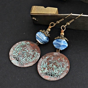 Galya-tető - rusztikus lámpagyöngy fülbevaló, MURÁNÓI ÜVEGékszer - Meska.hu