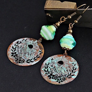 Szalajka - rusztikus lámpagyöngy fülbevaló, MURÁNÓI ÜVEGékszer - ékszer - fülbevaló - lógó fülbevaló - Meska.hu