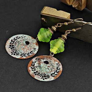 Dobogókő - rusztikus lámpagyöngy fülbevaló, MURÁNÓI ÜVEG ékszer - ékszer - fülbevaló - lógó fülbevaló - Meska.hu