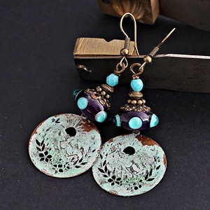 Csóványos - rusztikus lámpagyöngy fülbevaló, MURÁNÓI üvegékszer, Ékszer, Fülbevaló, Lógó fülbevaló, Ékszerkészítés, Üvegművészet, MESKA