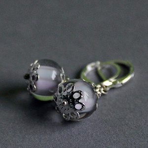 Anais - pasztell szürke-rózsaszín lámpagyöngy fülbevaló, MURÁNÓI üvegékszer - ékszer - fülbevaló - lógó fülbevaló - Meska.hu