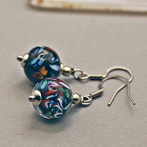 Murano - klasszikus mozaikos lámpagyöngy fülbevaló, MURÁNÓI ÜVEG ékszer, Ékszer, Fülbevaló, Lógó fülbevaló, Ékszerkészítés, Üvegművészet, MESKA