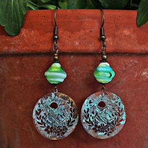 Szalajka - rusztikus lámpagyöngy fülbevaló, MURÁNÓI ÜVEGékszer, Ékszer, Fülbevaló, Lógó fülbevaló, Ékszerkészítés, Üvegművészet, MESKA