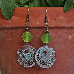 Dobogókő - rusztikus lámpagyöngy fülbevaló, MURÁNÓI ÜVEG ékszer, Ékszer, Fülbevaló, Lógó fülbevaló, Ékszerkészítés, Üvegművészet, MESKA