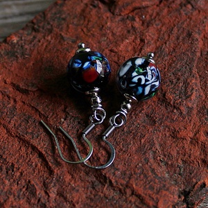 Murano - klasszikus mozaikos lámpagyöngy fülbevaló, MURÁNÓI ÜVEG ékszer - ékszer - fülbevaló - lógó fülbevaló - Meska.hu