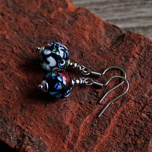 Murano - klasszikus mozaikos lámpagyöngy fülbevaló, MURÁNÓI ÜVEG ékszer, Ékszer, Fülbevaló, Lógó fülbevaló, Ékszerkészítés, Üvegművészet, MESKA