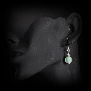 Laguna - vízzöld rusztikus lámpagyöngy fülbevaló, tengerzöld üveggyöngy fülbevaló, MURÁNÓI ÜVEG ékszer - ékszer - fülbevaló - lógó fülbevaló - Meska.hu