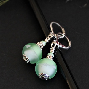 Laguna - vízzöld rusztikus lámpagyöngy fülbevaló, tengerzöld üveggyöngy fülbevaló, MURÁNÓI ÜVEG ékszer - ékszer - fülbevaló - lógó fülbevaló - Meska.hu