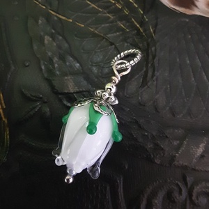 Foglalva - Hóvirág lámpagyöngy medál Muránói üveg ékszer - ékszer - nyaklánc - medál - Meska.hu