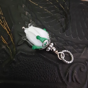 Foglalva - Hóvirág lámpagyöngy medál Muránói üveg ékszer - ékszer - nyaklánc - medál - Meska.hu