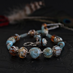 Marie - világoskék lámpagyöngy ékszerszett, klasszikus MURÁNÓI ÜVEG ékszer (nyaklánc +fülbevaló), Ékszer, Ékszerszett, Ékszerkészítés, Üvegművészet, MESKA