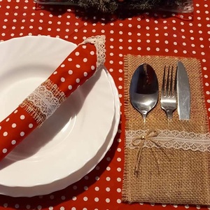 Ünnepi evőeszköztartó szett szalvétagyűrűkkel - karácsony - karácsonyi lakásdekoráció - ünnepi asztaldekoráció - Meska.hu