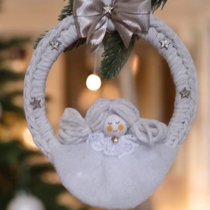 Angyalkás karácsonyfadísz - Meska.hu