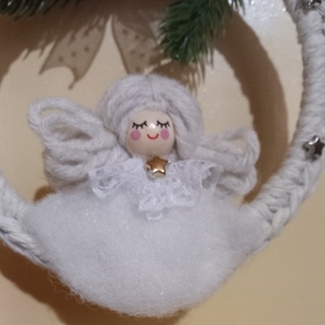 Angyalkás karácsonyfadísz - karácsony - karácsonyi lakásdekoráció - karácsonyfadíszek - Meska.hu