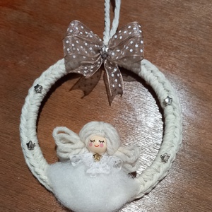 Angyalkás karácsonyfadísz - karácsony - karácsonyi lakásdekoráció - karácsonyfadíszek - Meska.hu