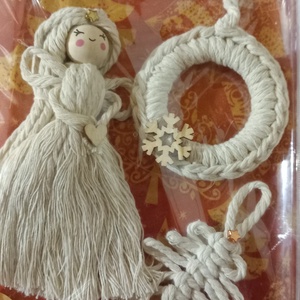 Makramé karacsonyfadíszek ( angyalka, karika és karacsonyfa) - Meska.hu