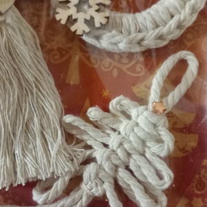 Makramé karacsonyfadíszek ( angyalka, karika és karacsonyfa) - karácsony - karácsonyi lakásdekoráció - karácsonyfadíszek - Meska.hu