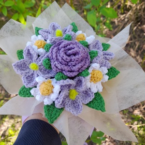 Horgolt csokor - otthon & életmód - virágdekoráció - virágok - virágcsokor - Meska.hu