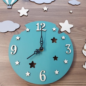 ÚJDONSÁG!!! Csodás babaszoba dekoráció kisfiúknak, macis figurával, órával! - otthon & életmód - dekoráció - fali és függő dekoráció - falióra & óra - Meska.hu