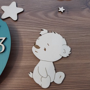 ÚJDONSÁG!!! Csodás babaszoba dekoráció kisfiúknak, macis figurával, órával! - otthon & életmód - dekoráció - fali és függő dekoráció - falióra & óra - Meska.hu