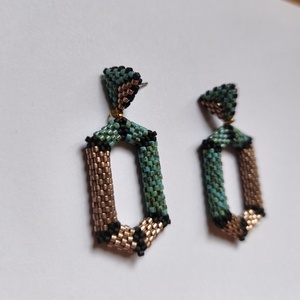 Rosegold �s türkiz fülbevaló japán miyuki gyöngyből  - ékszer - fülbevaló - lógó fülbevaló - Meska.hu