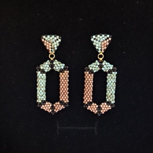 Rosegold �s türkiz fülbevaló japán miyuki gyöngyből  - Meska.hu