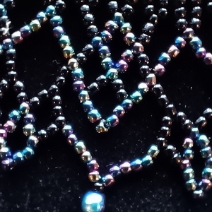 Nyak�k k�k �s fekete üveggyöngyből  - ékszer - nyaklánc - gyöngyös nyaklánc - Meska.hu