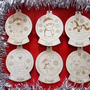 Névre szóló karácsonyfadísz, ajándékkísérő, Karácsony, Karácsonyi lakásdekoráció, Karácsonyfadíszek, Famegmunkálás, Gravírozás, pirográfia, MESKA