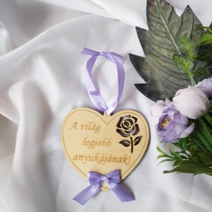 A világ legjobb anyukájának ( levendula ) Anyák Napja- szív alakú ajándék, ajándékkísérő, Otthon & Életmód, Dekoráció, Fali és függő dekoráció, Függődísz, , MESKA