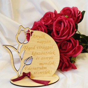 Anyák Napja- gravírozott tulipán, bordó  - Meska.hu