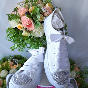 Esküvői menyasszonyi strasszos tornacipő , Esküvő, Cipő és Cipőklipsz, Ékszerkészítés, MESKA