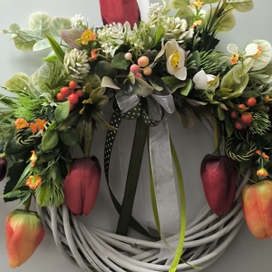 Tulipános kopogtató  - otthon & életmód - dekoráció - virágdísz és tartó - koszorú - Meska.hu