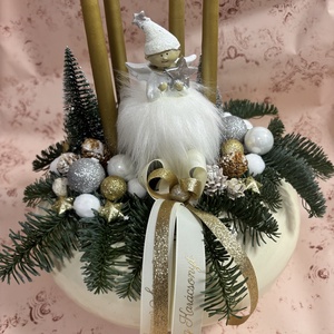 Adventi élő fenyős asztaldísz , Karácsony, Karácsonyi lakásdekoráció, Ünnepi asztaldekoráció, , MESKA