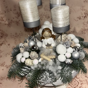 Adventi asztaldísz , Karácsony, Karácsonyi lakásdekoráció, Ünnepi asztaldekoráció, , MESKA