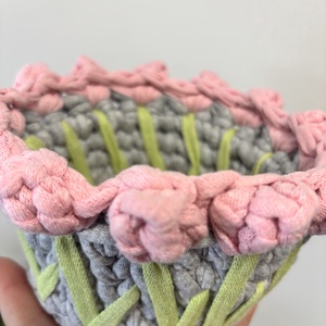 Tulipános Horgolt tároló - otthon & életmód - dekoráció - asztal és polc dekoráció - dekorációs tál, tartó - Meska.hu