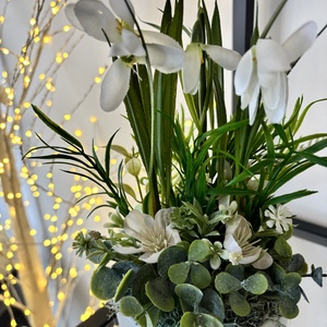 Hóvirágos asztaldísz  - otthon & életmód - dekoráció - virágdekoráció - virágdíszek - virágdísz kaspóban - Meska.hu