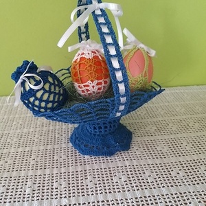Húsvéti kosár tojásokkal, Otthon & Életmód, Dekoráció, Asztal és polc dekoráció, Asztaldísz, Horgolás, MESKA