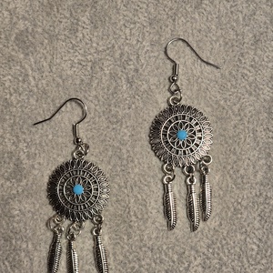 Türkiz  köves fülbevaló  - ékszer - fülbevaló - lógó fülbevaló - Meska.hu