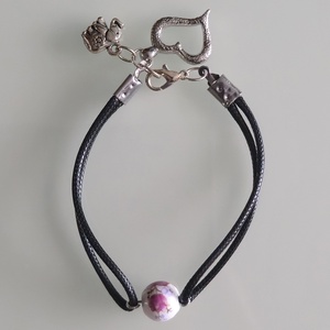 Karkötő porcelán gyönggyel  - ékszer - karkötő - gyöngyös karkötő - Meska.hu