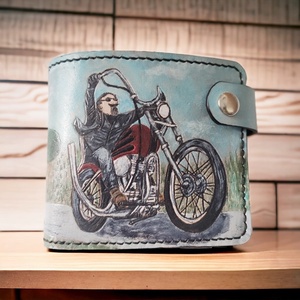 Bőr motoros pénztárca - táska & tok - pénztárca & más tok - pénztárca - férfi pénztárca - Meska.hu