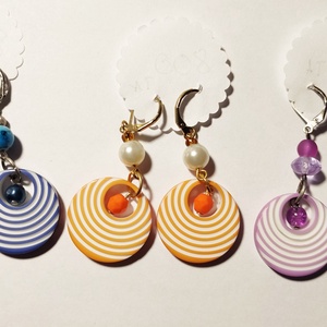 Kerek csíkos fülbevaló, Ékszer, Fülbevaló, Lógó fülbevaló, , MESKA