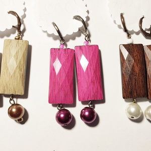 Különleges téglalap alakú fülbevaló gyönggyel, Ékszer, Fülbevaló, Lógó fülbevaló, , MESKA