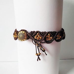 Földszínek és kézműves varázs � Barna makramé bokalánc - ékszer - lábdísz és testékszer - bokalánc - Meska.hu