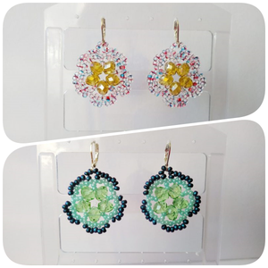 Nyári virág gyöngyfűzéssel fülbevaló, Ékszer, Fülbevaló, Lógó fülbevaló, Ékszerkészítés, MESKA