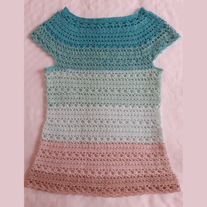 Női polo, türkiz-beige, horgolt, Ruha & Divat, Női ruha, Póló, felső, Horgolás, MESKA