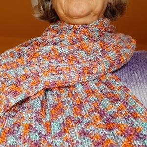 Kötött Sál multicolor - ruha & divat - sál, sapka, kendő - sál - Meska.hu