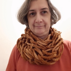 Sál, Barna-melange, kötött - ruha & divat - sál, sapka, kendő - sál - Meska.hu