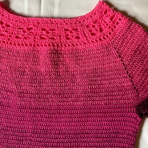 Horgolt női póló, pink-bordó - ruha & divat - női ruha - póló, felső - Meska.hu